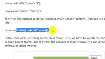 Switching to default content in Selenium Webdriver