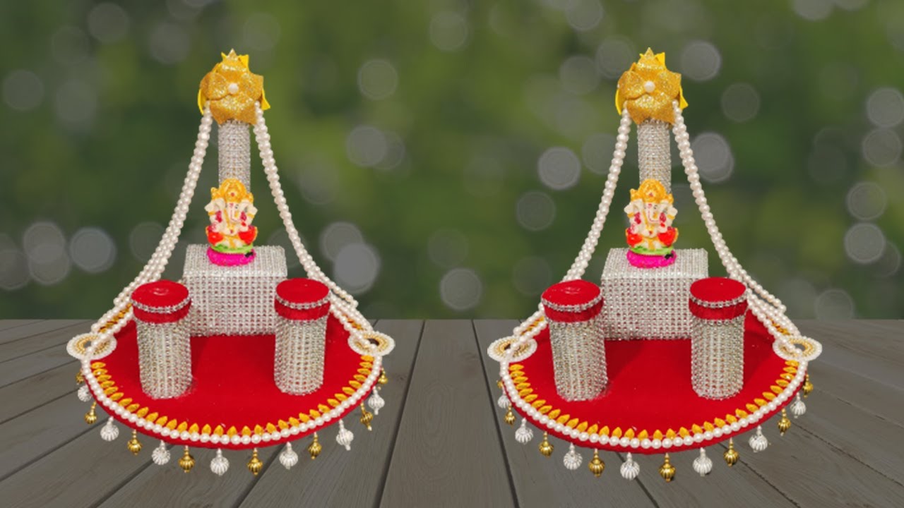 The Nikkah collection, a stunning plate in red and gold. See my Facebook  page www.facebook… | Wedding crafts diy, Bridal gift wrapping ideas, Thali  decoration ideas