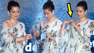 Kangana Ranaut Uncomfortable In Saree At Press Conference For Cauvery Calling Campaing
