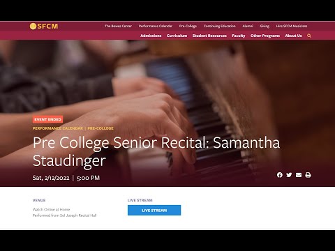 Sammie's Senior Recital: SFCM Pre-College - YouTube