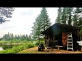 RESTORING AN OLD LOG CABIN IN THE MAINE WOODS (with a dog)