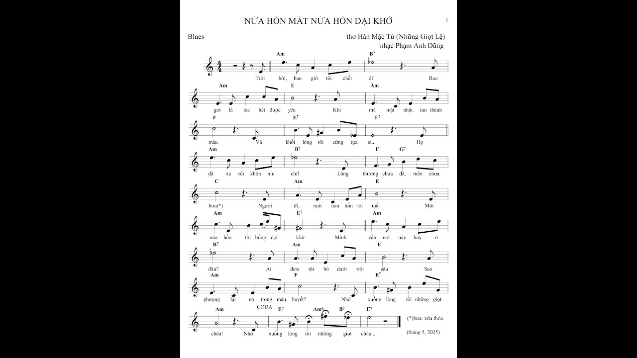 NỬA HỒN MẤT NỬA HỒN DẠI KHỜ (Hàn Mặc Tử-Phạm Anh Dũng) Hồng Nhiên