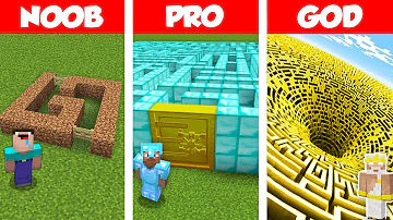 Minecraft NOOB vs PRO vs GOD: GIANT MAZE HOUSE BUILD CHALLENGE! SECRET MAZE! (Animation)