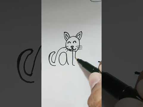 cat easy drawing🐈🐈with word cat