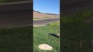 Boy rides bike down hill and crashes into fence