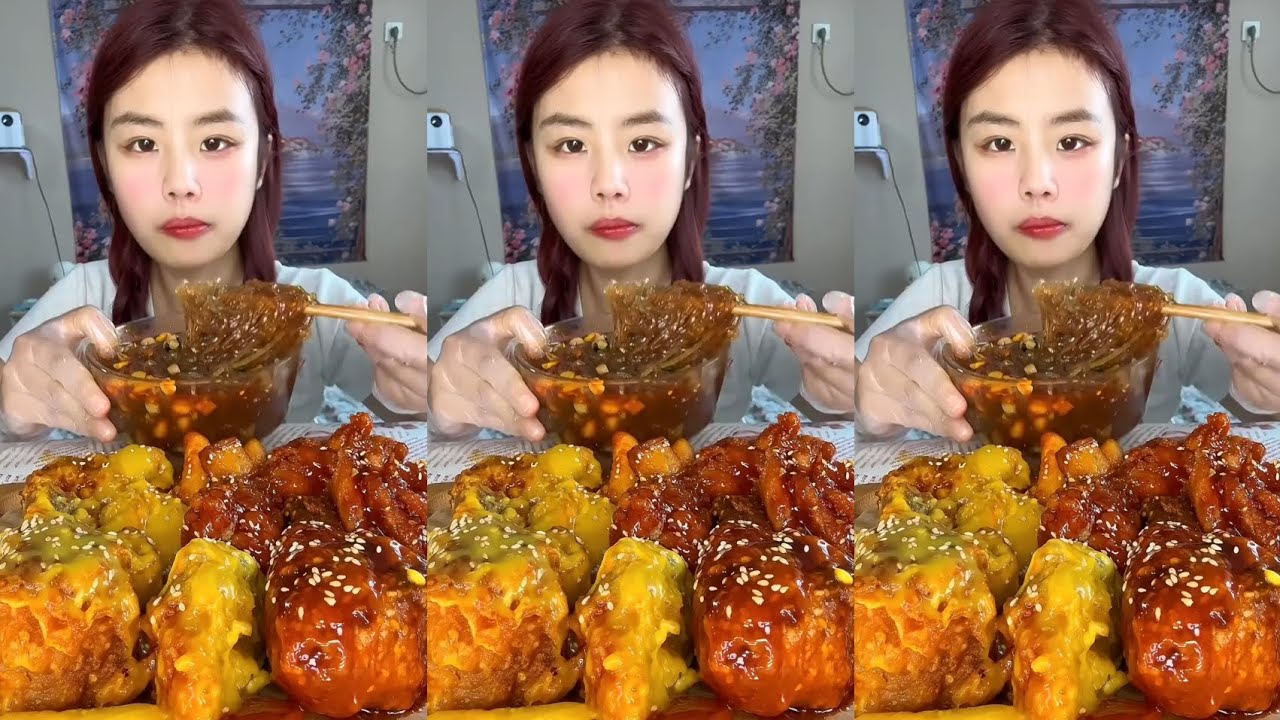 【MUKBANG】LATE NIGHT CRISPY SPICY FRIED CHICKEN & BOUNCY SOUR-SPICY NOODLES