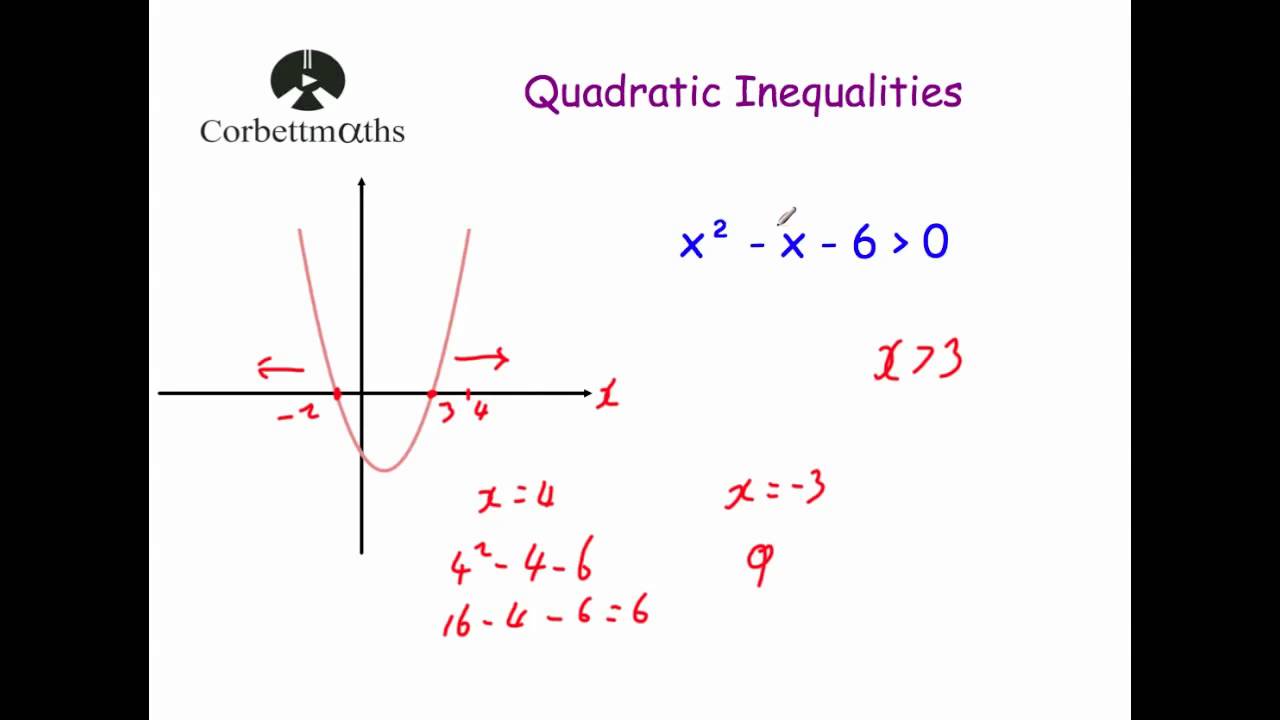 Quadratic Inequalities - Corbettmaths - YouTube