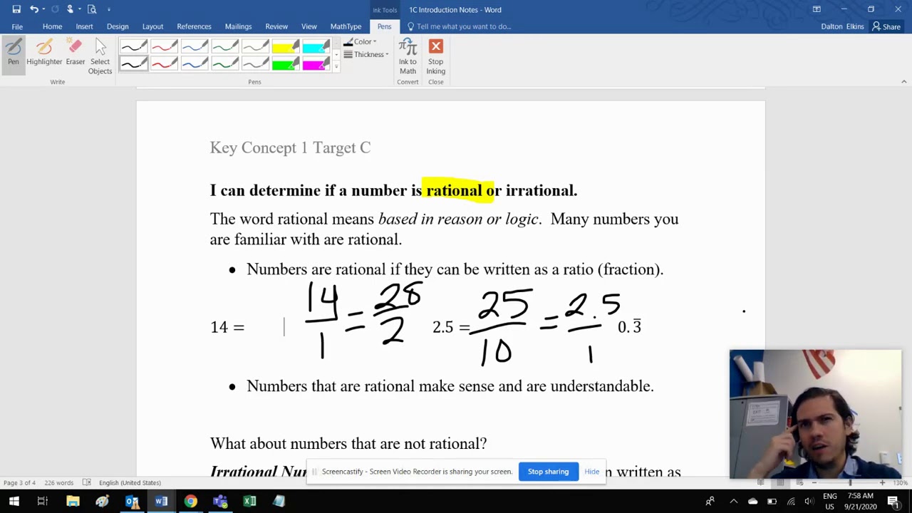 Integrated II Math KC 1 Target C Day 2 Notes Part 1 - YouTube