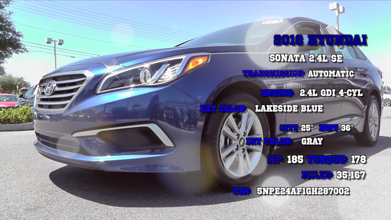 2016 hyundai sonata 2 4l se upload st 287002 youtube