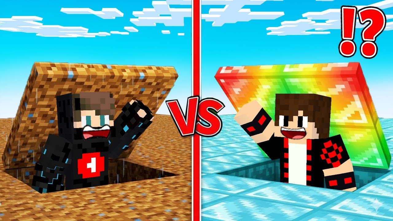 ماين كرافت : الهروب ضد الاختباء ولكن مخبأ الرينبو ضد مخبأ الديرت !!؟ 🔥😱