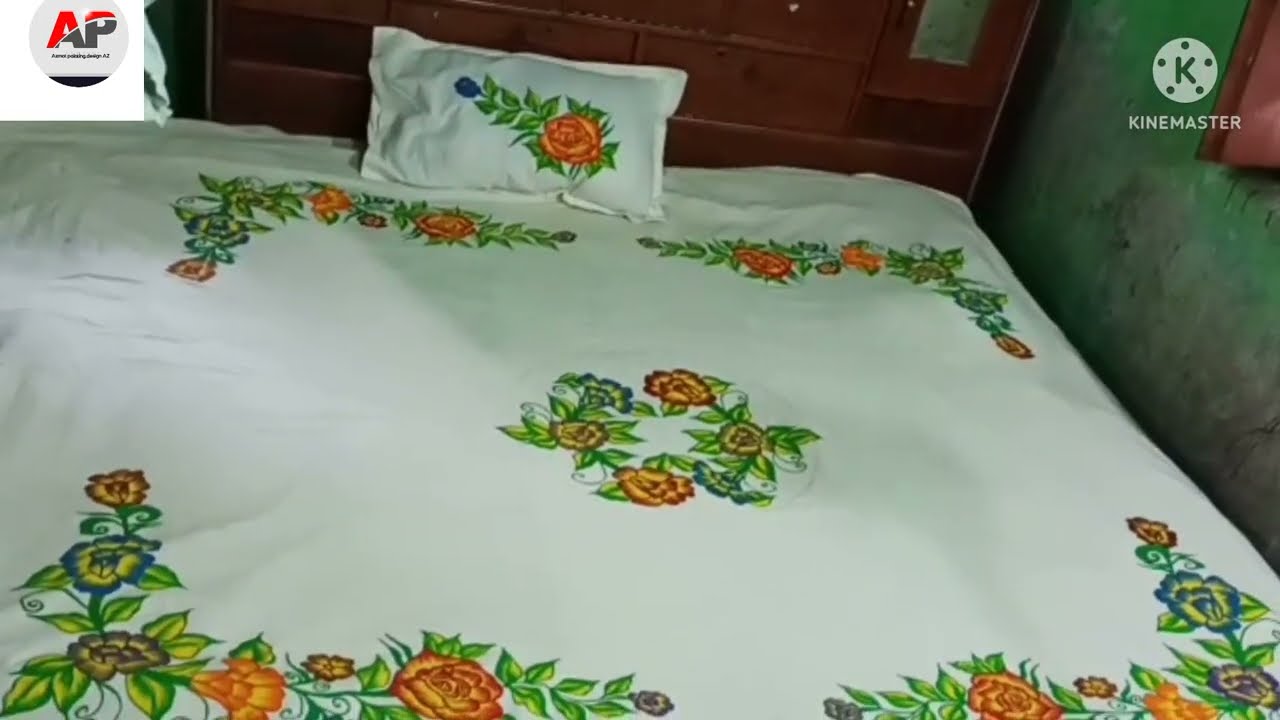 Bed sheet design painting acrylic colour painting Design Azmat painting Design AZ Simple 🌹 paint