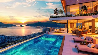 Seaside Smooth Jazz for Relax  Jazz Relaxing Music at Luxury Living Room with Ocean Sounds
