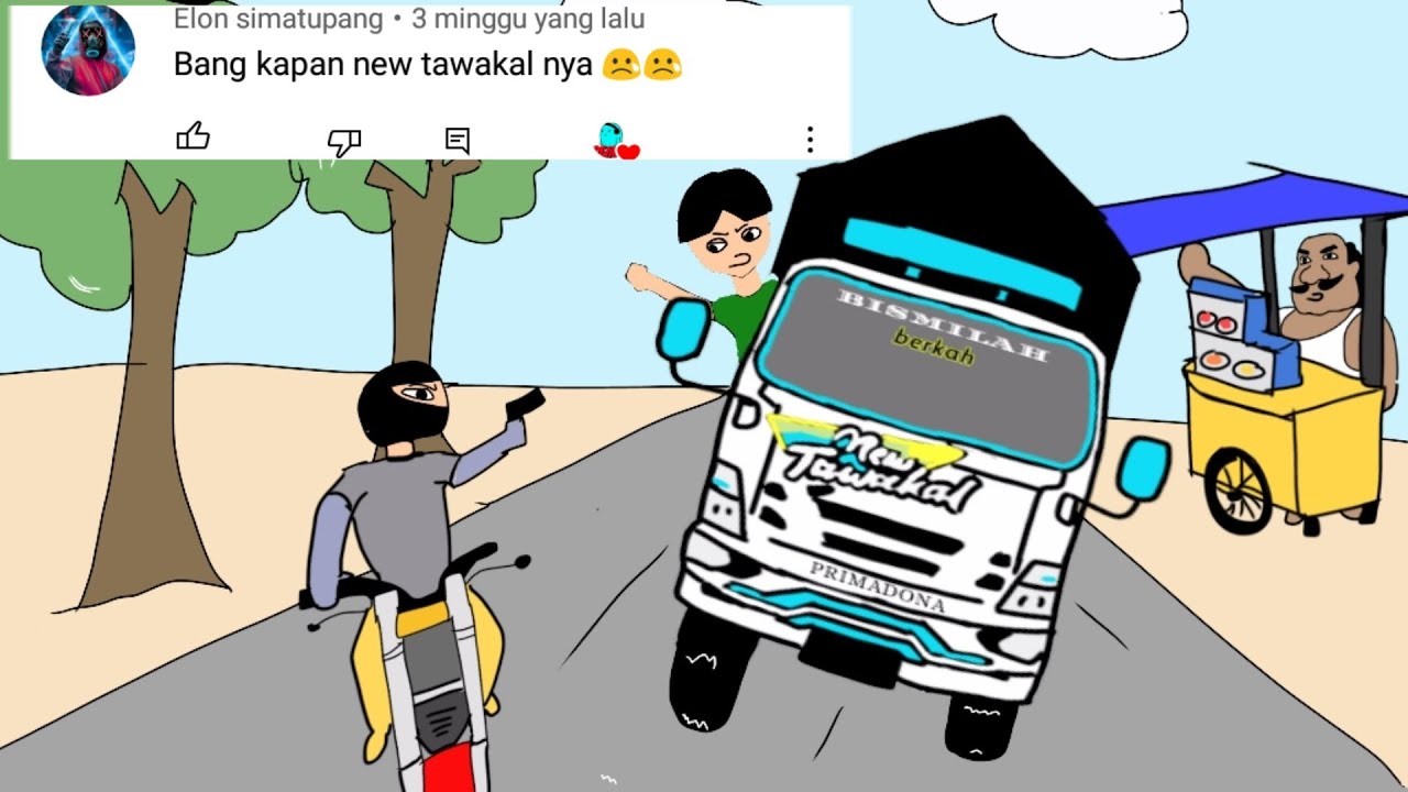 Animasi lucu indonesia - truk oleng new tawakal 5 vs begal ...
