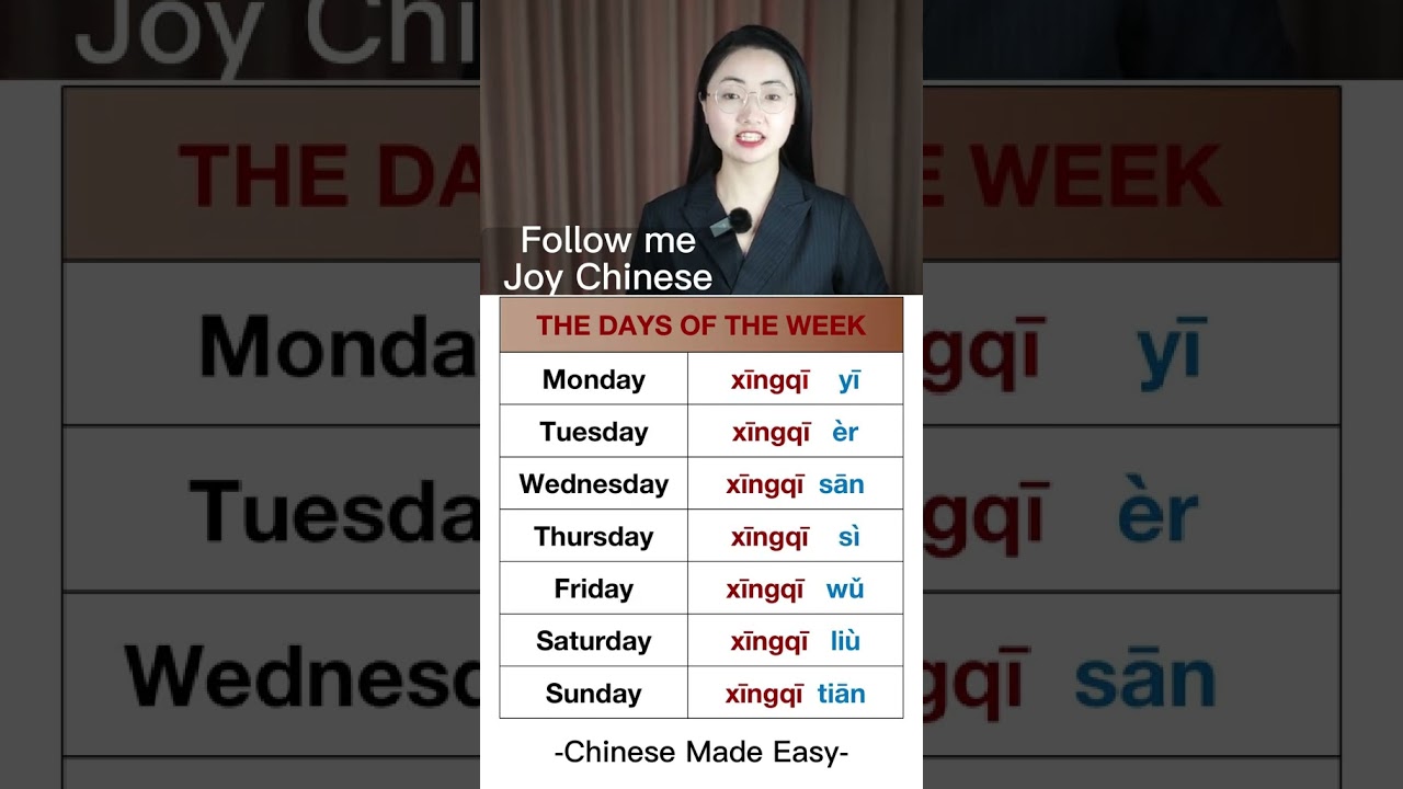 The days of the week in Mandarin Chinese #chinese #mandarin #week #days #dailylife #hsk #school