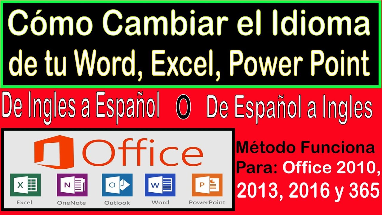 Cambiar el idioma de tu Office(Word, Excel, Power Point ) l Office 365-  2016, 2013, 2010 - YouTube