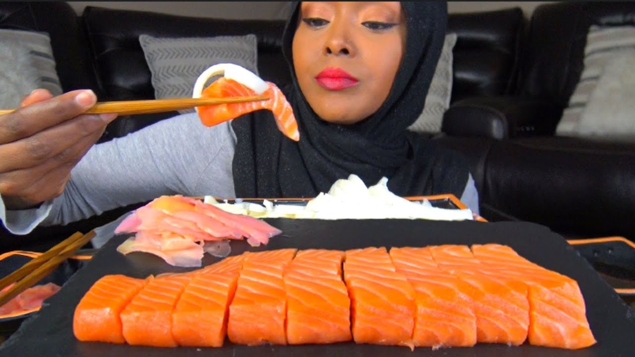 ASMR Salmon & Creamy Onion Salad Mukbang * اصوات الاكل * السلمون سشيمي