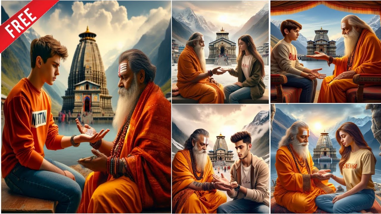 Pandit Ji Examines Lines on the Boy's Palm Bing Ai Image Creator | Pandit Ji Reading Hand Ai Photo