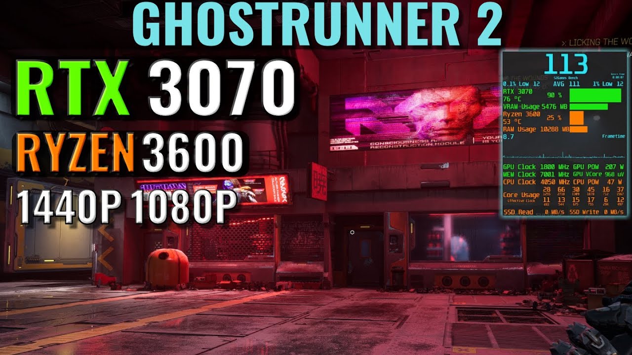 Ghostrunner 2 - RTX 3070 - Ryzen 5 3600 - Benchmark - 1440p, 1080p