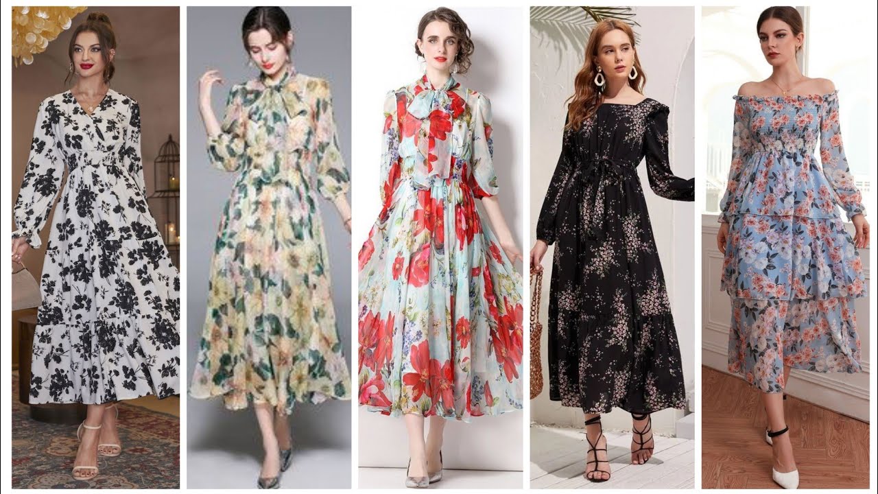Stylish Floral Shafoon Summer Frocks for Women/Trendy Dresses - YouTube