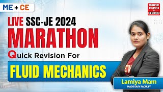 LIVE SSC-JE 2024 Marathon | Fluid Mechanics | ME+CE | By Lamiya Ma'am | MADE EASY PRIME