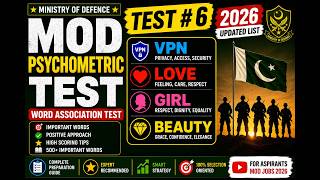 WAT MOD 7-16 Test 6 Word Association Test Ministry of defence psychometric Test 2026 Words Sentences