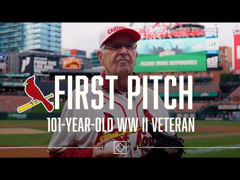 101-Year-Old Fan Throws Out First Pitch at Busch Stadium
