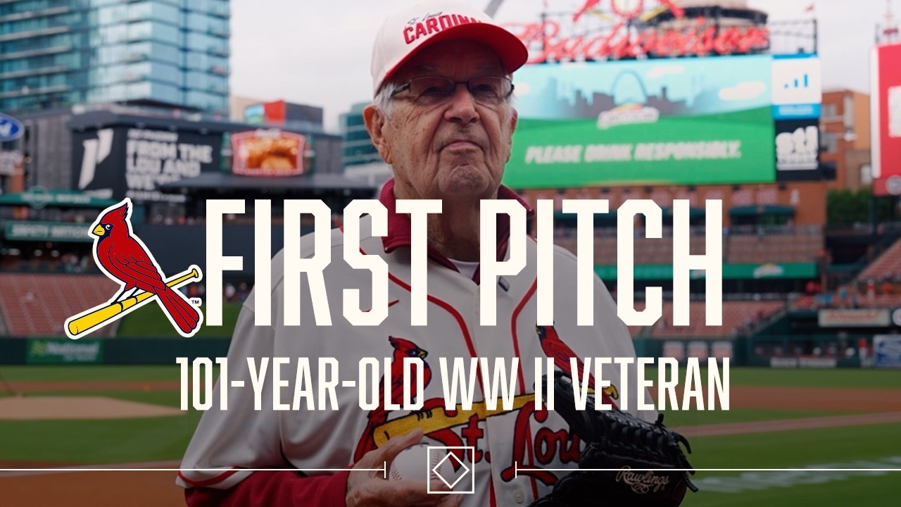 101-Year-Old Fan Throws Out First Pitch at Busch Stadium