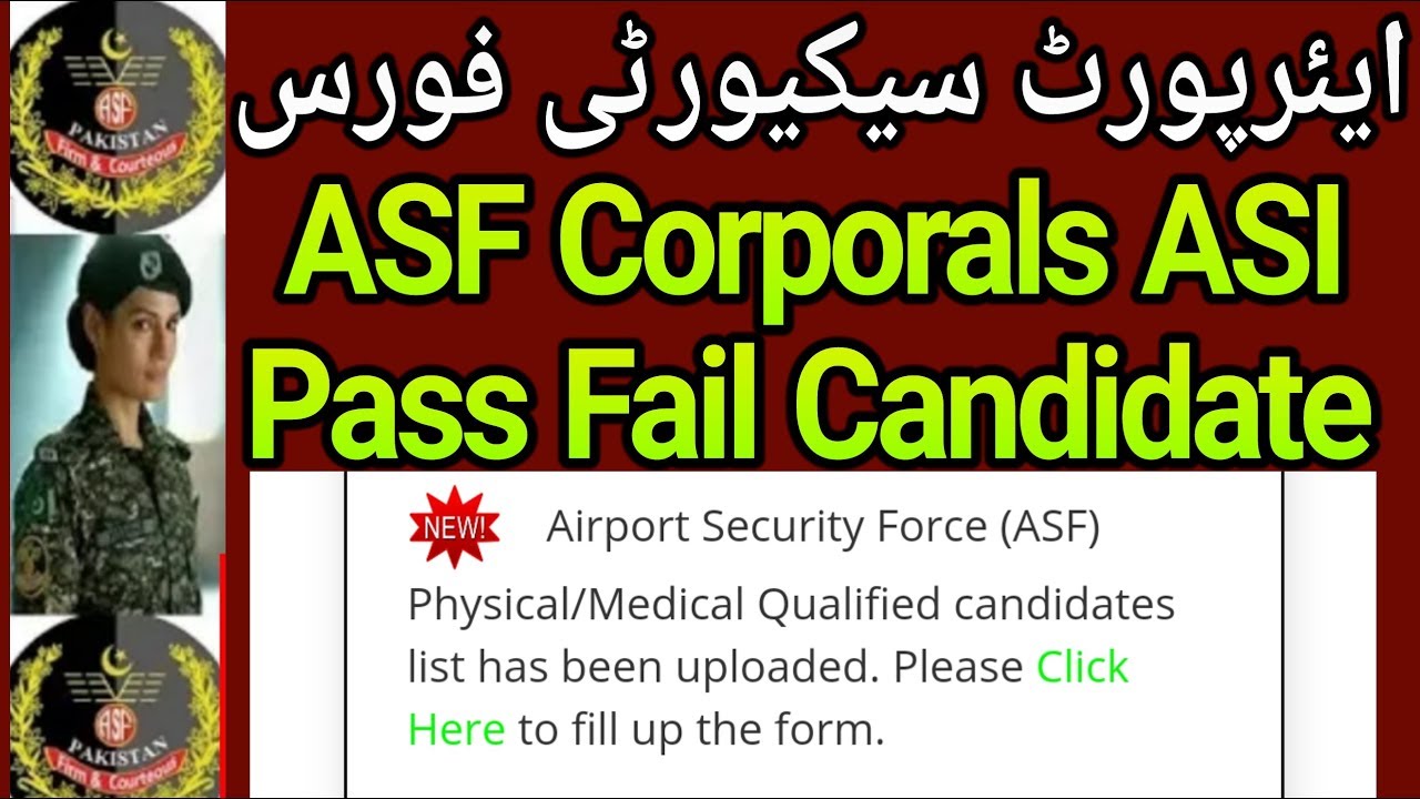 AIRPORT SECURITY FORCE Pass Fail Candidates List Uploaded By ITS