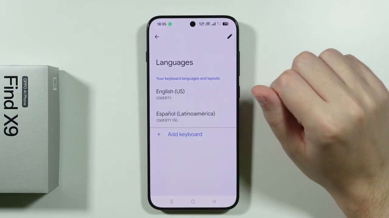 OPPO Find X9/X9 Pro: как изменить раскладку клавиатуры