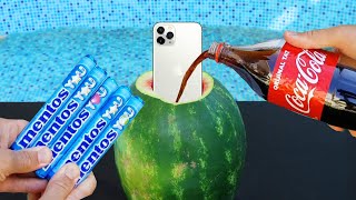 Experiment: Watermelon VS iPhone 11 PRO & Coca Cola & Mentos