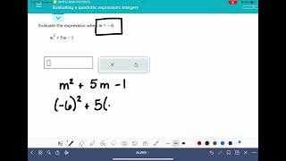 Details ALEKS: Evaluating a quadratic expression: Integers Update