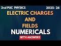 Electric Charges and Fields | Important Numericals with Answers | 2nd PU Physics 2025-26.