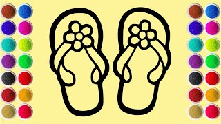 Coloring A Pair of Beautiful Flip Flops Using Colored Sand | Sand Painting | Coloring Page
