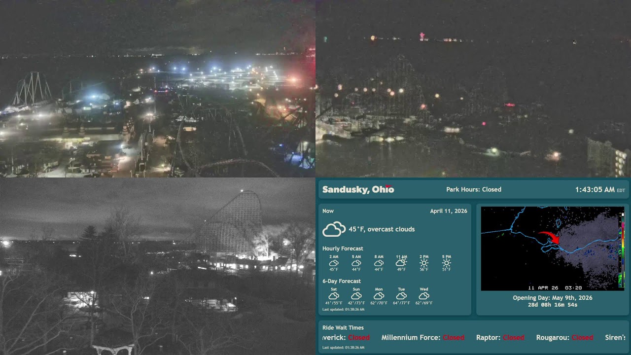 🔴LIVE - Cedar Point Webcams 24/7 🎢❄️