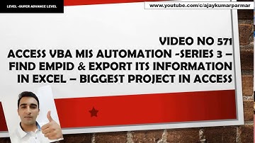 Learn MS Access in hindi - Video 571 - MIS Automation Series 4 -Find records & export in excel
