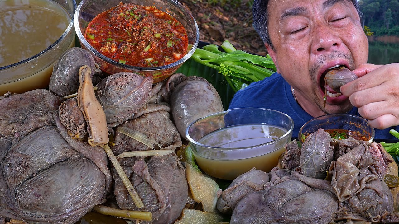 ฮกวัวต้มน้ำขี้เพี้ย(น้องวัว)(รกวัว)จิ้มแจ่วขม แซ่บคักลำขนาดครับ-11-11-2023-