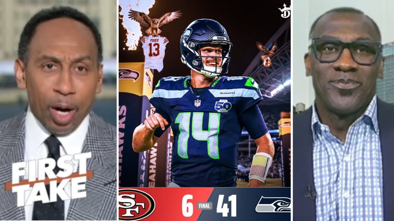 FIRST TAKE | "Seahawks gonna win Super Bowl!" - Shannon on Sam Darnold & Walker COOKs 49ers 41-6