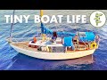 Living on a TINY 28ft Salvaged Sailboat for 2 Years   BOAT TOUR