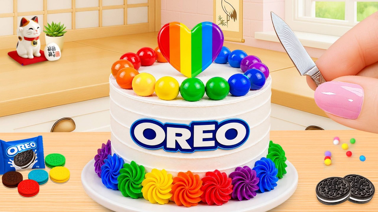 Mini Chocolate OREO Cake for Sweets Lover 🌈 ミニチョコレートオレオケーキのレシピレインボーバター ...