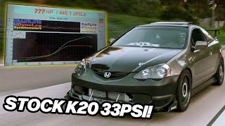 K20 stock 6266 rsx 33psi vs the world | dyno tuning & mexico runs
