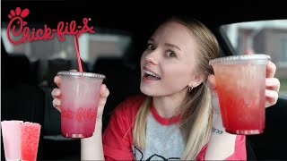 CHICK FIL A *NEW*  cherry berry lemonade &amp; cherry berry sunny | review
