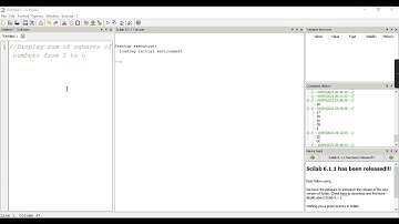 #4 Display sum of squares of numbers from 1 to n (using for loop) in Scilab