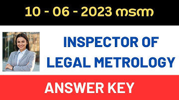 ANSWER KEY INSPECTOR OF LEGAL METROLOGY | PART 8 | 10-06-2023