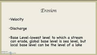 Fluvial Erosion and Base Level