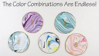 Marbled Clay Coasters with Monogram