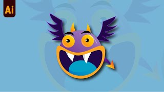 Tutorial Make Vektor Funny Cartoon Monster Cute Alien Character in Adobe Illustrator