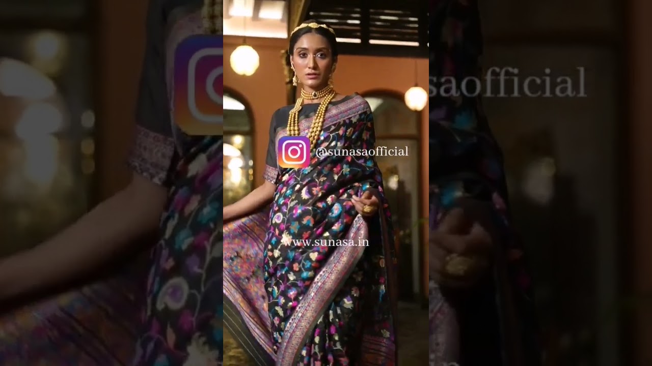 Kashmiri Embroidery Silk Saree Blouse Design | Luxury Kashmiri Silk Sarees Online Shopping | SUNASA