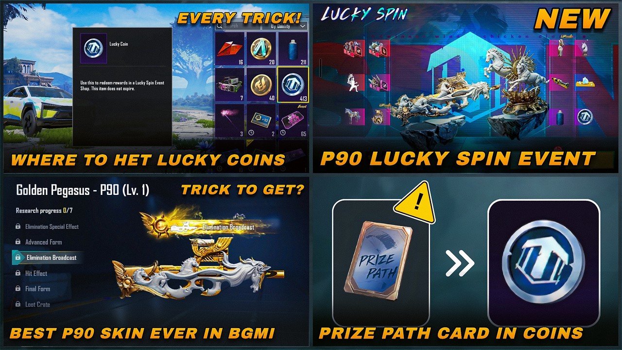 BGMI P90 Golden Pegasus Lucky Spin 🔥 Best Trick to Get Lucky Coins Fast!