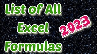 List of All excel formulas & functions 2023 excel