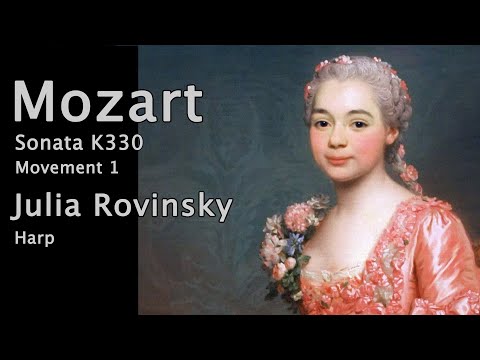 Mozart Sonata k330 mvm1. Julia Rovinsky, harp. With A.Roslin paintings #musicpainting #harp #mozart